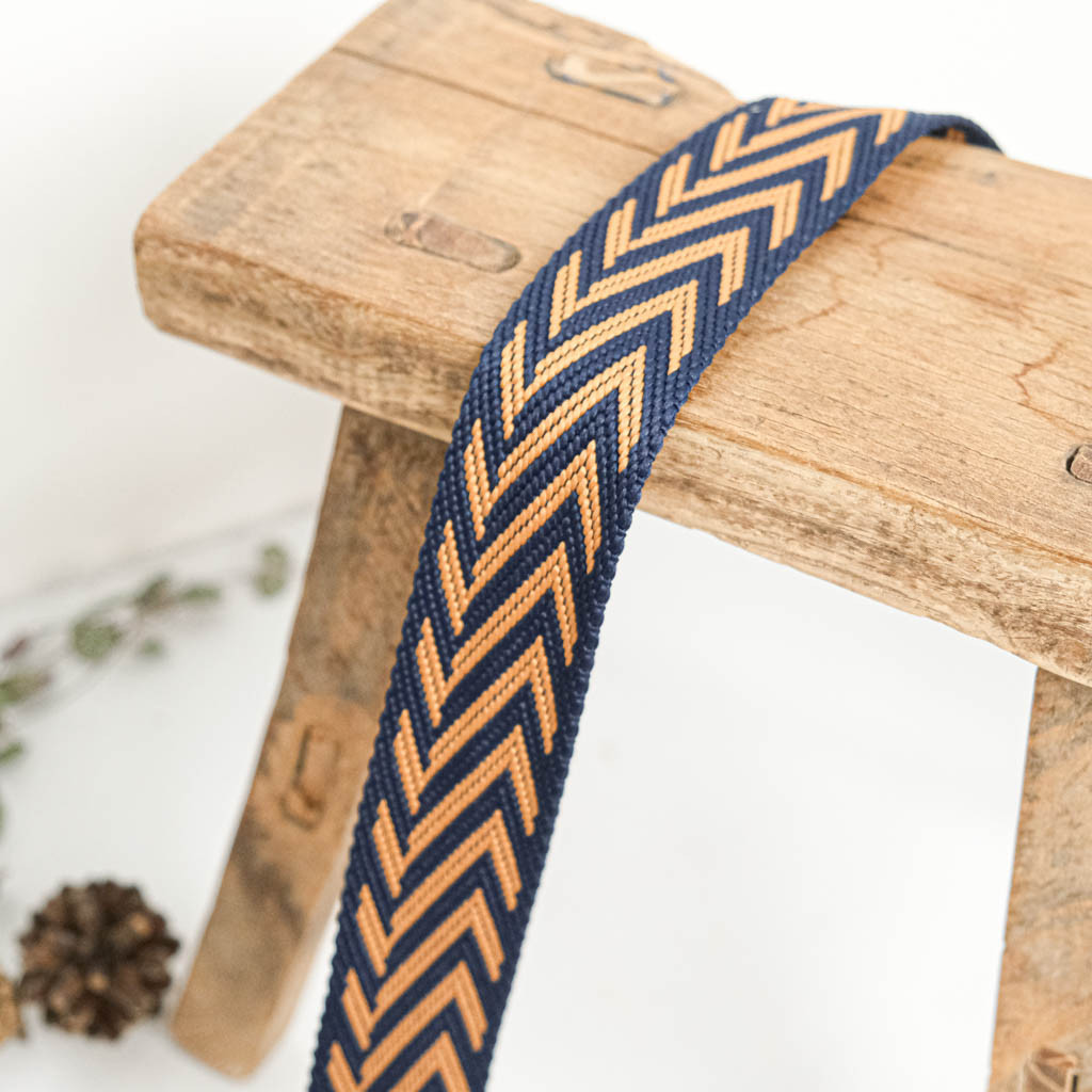 Two-Tone Navy Blue Herringbone Strap - Maison Klem